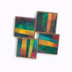 Square Magnets Striped Handmade Paper