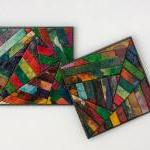 Coasters Handmade Paper Colorful Geometric Stripes
