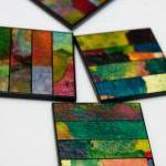 Coasters Handmade Paper Wide Striped Colorful