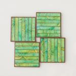 Handmade Paper Coasters Striped Green Batik