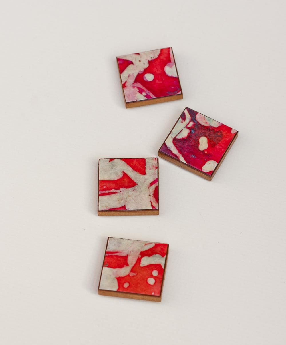 Magnets Handmade Paper Red Batik