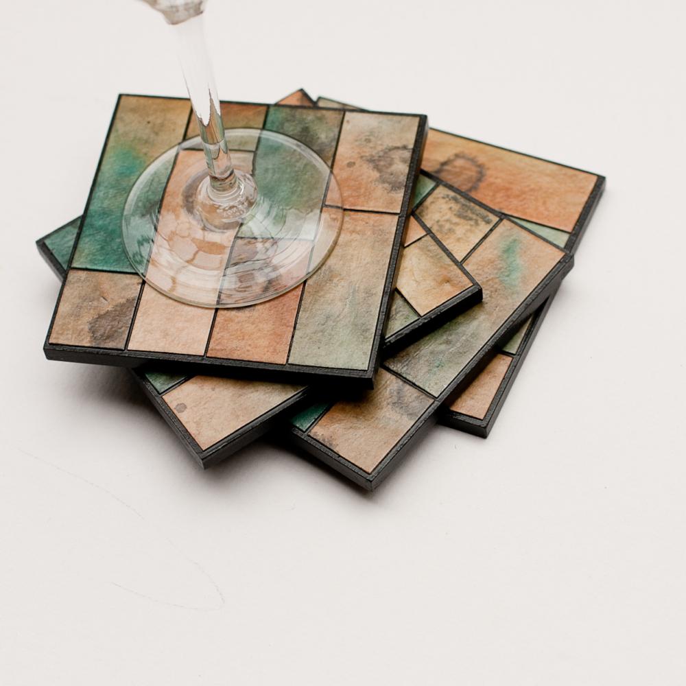 Handmade Paper Coasters Striped Earth Tones