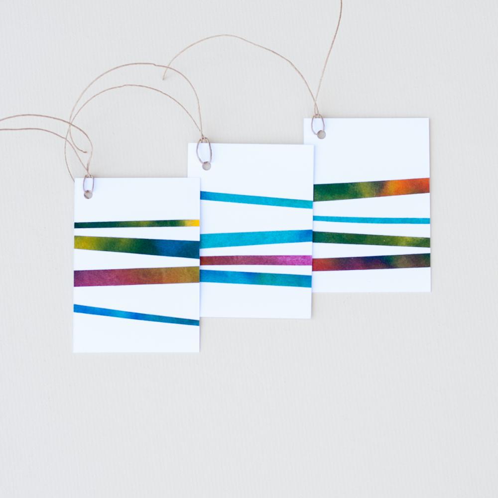 Gift Tag Handmade Paper Colorful Striped Set on Luulla