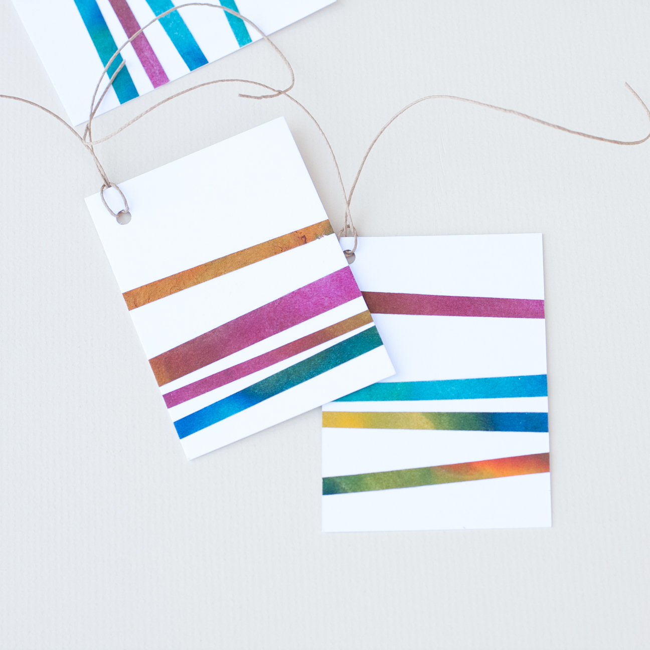 Gift Tag Handmade Paper Colorful Striped Set on Luulla