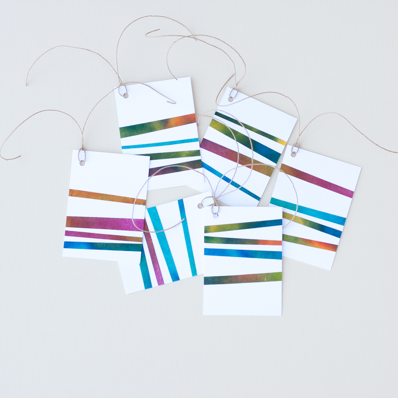 Gift Tag Handmade Paper Colorful Striped Set on Luulla